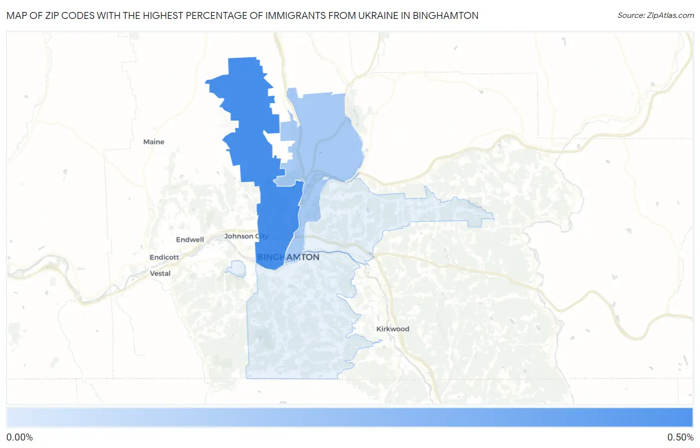 Zip Codes with the Highest Percentage of Immigrants from Ukraine in Binghamton Map