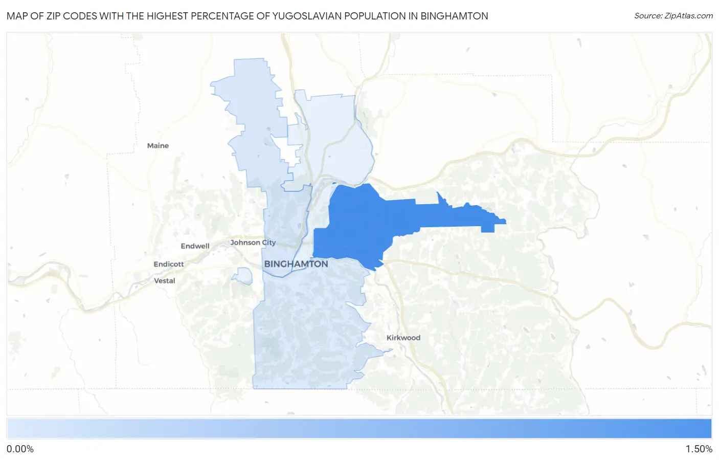 Zip Codes with the Highest Percentage of Yugoslavian Population in Binghamton Map