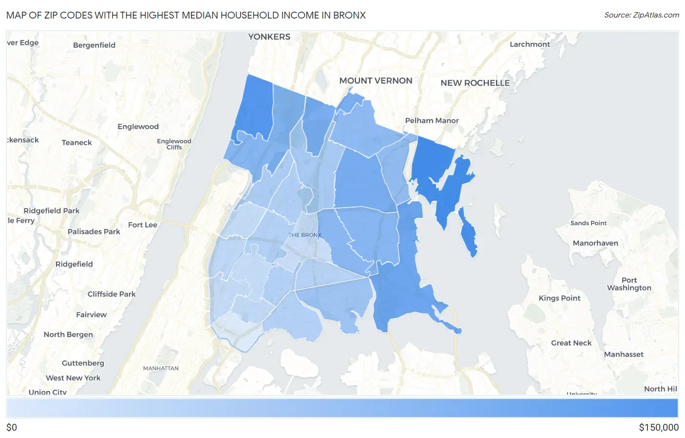 Highest Median Household Income in Bronx by Zip Code | 2023 | Zip Atlas