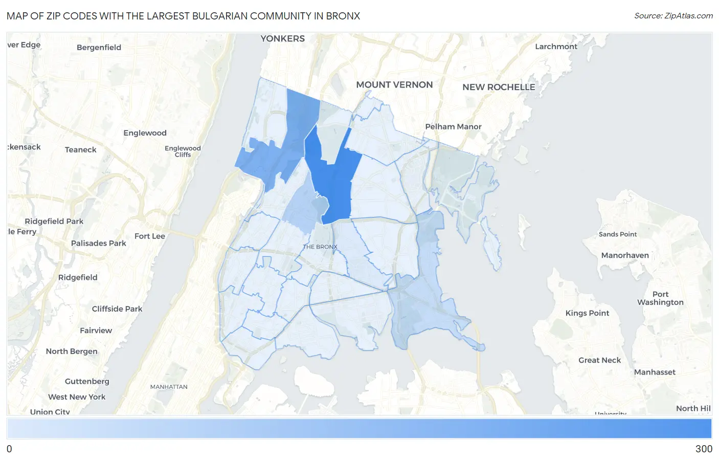 Zip Codes with the Largest Bulgarian Community in Bronx Map