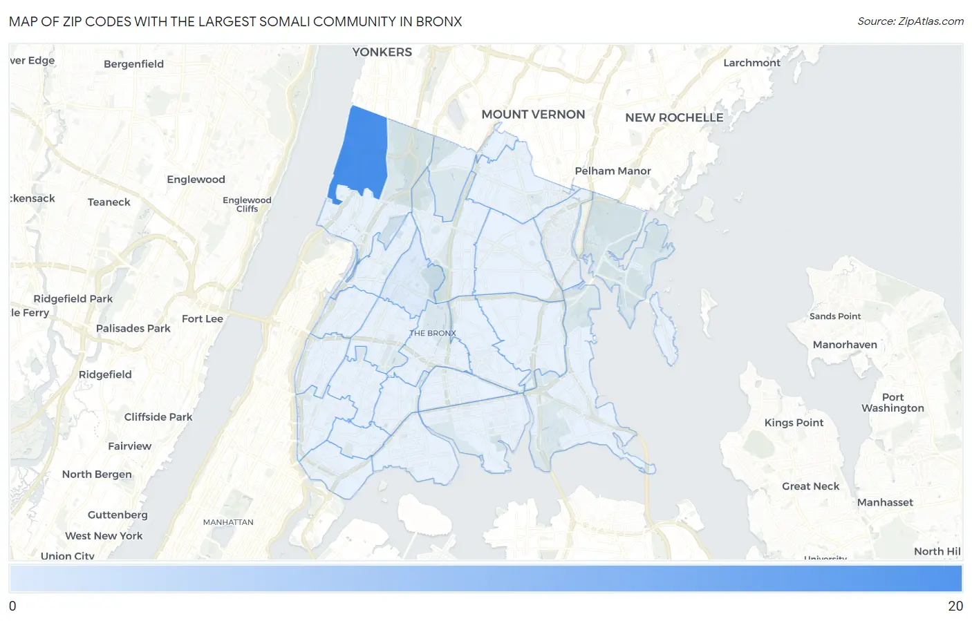 Zip Codes with the Largest Somali Community in Bronx Map