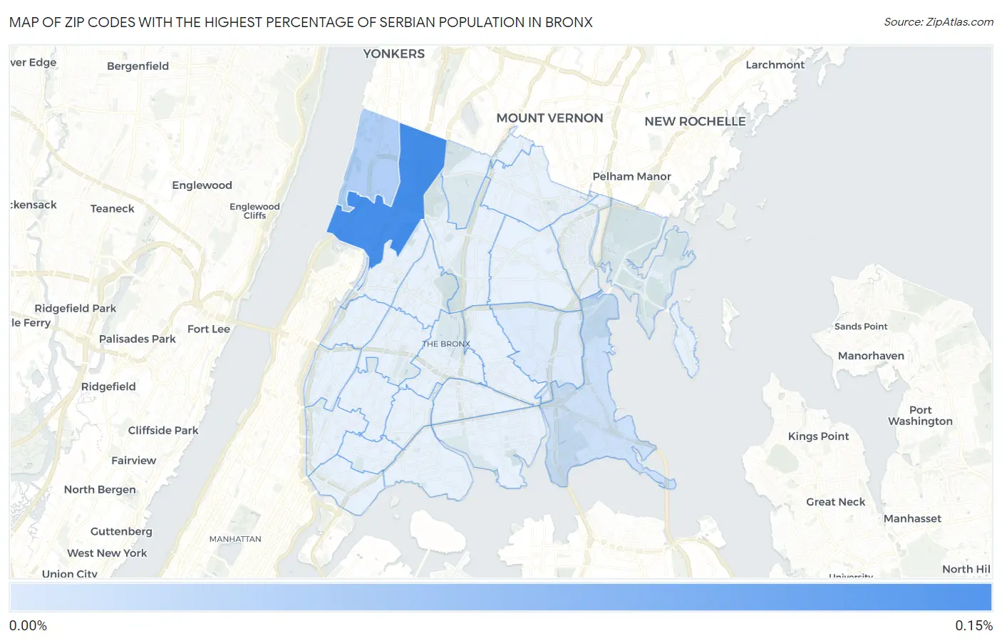 Zip Codes with the Highest Percentage of Serbian Population in Bronx Map