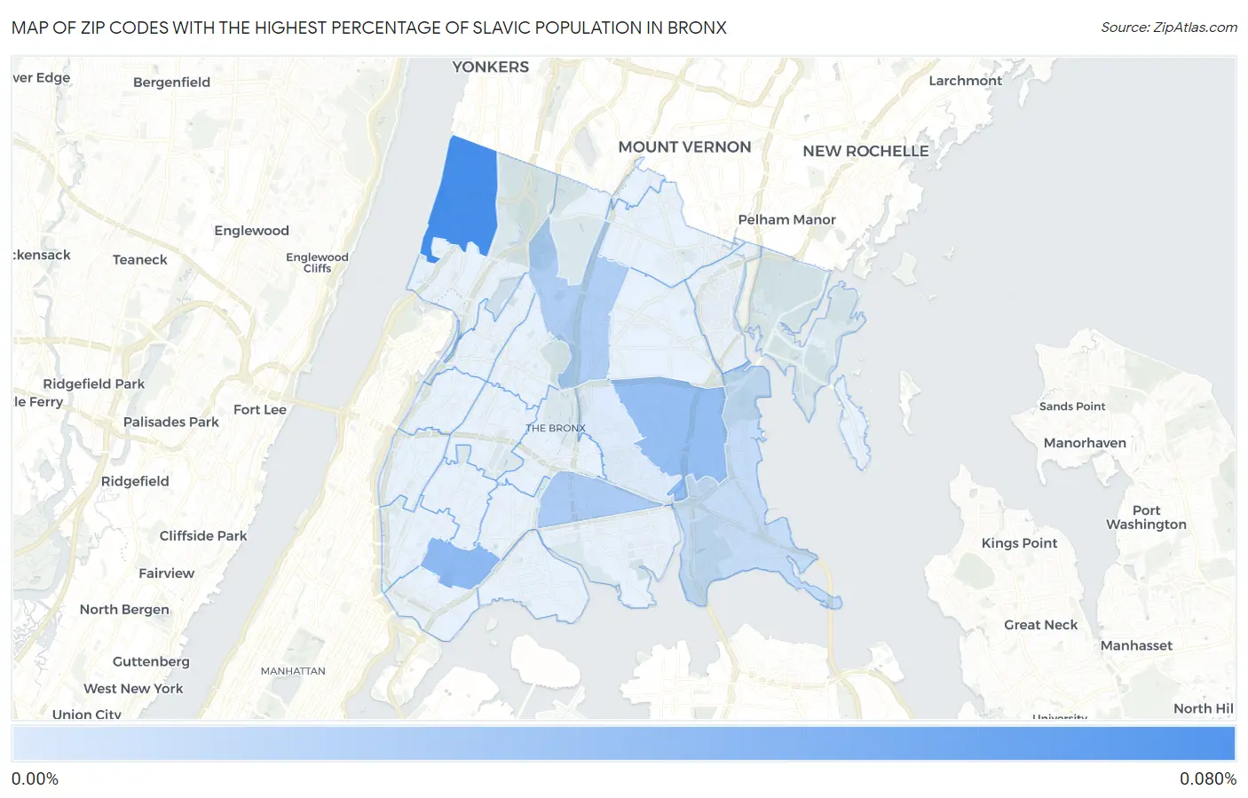 Zip Codes with the Highest Percentage of Slavic Population in Bronx Map