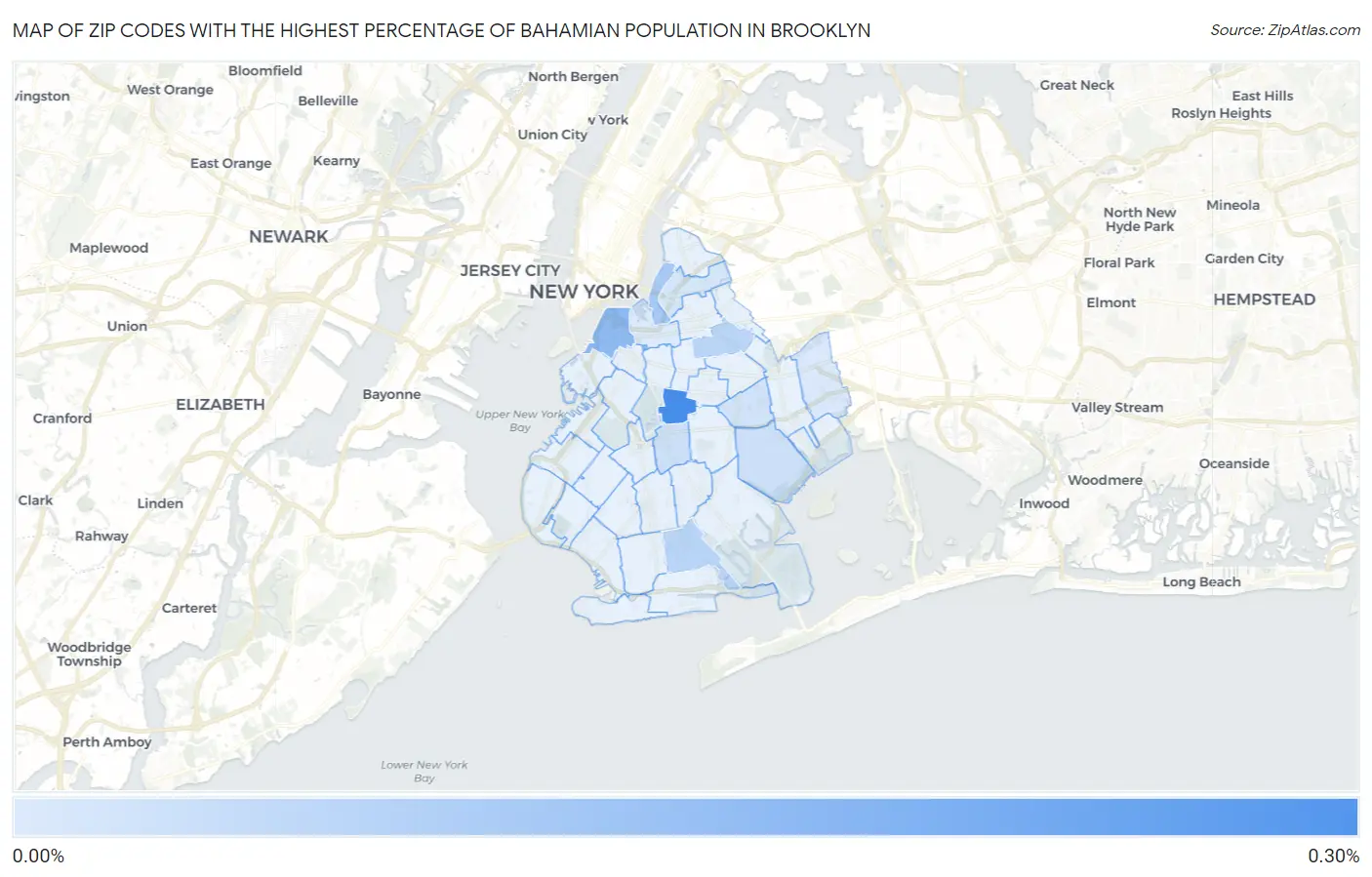 Zip Codes with the Highest Percentage of Bahamian Population in Brooklyn Map