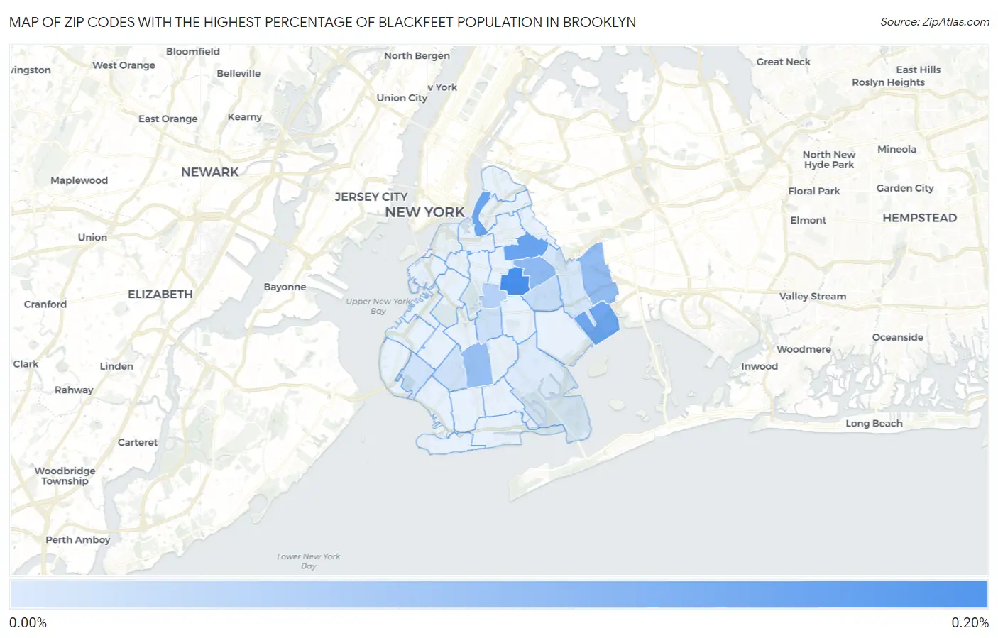 Zip Codes with the Highest Percentage of Blackfeet Population in Brooklyn Map