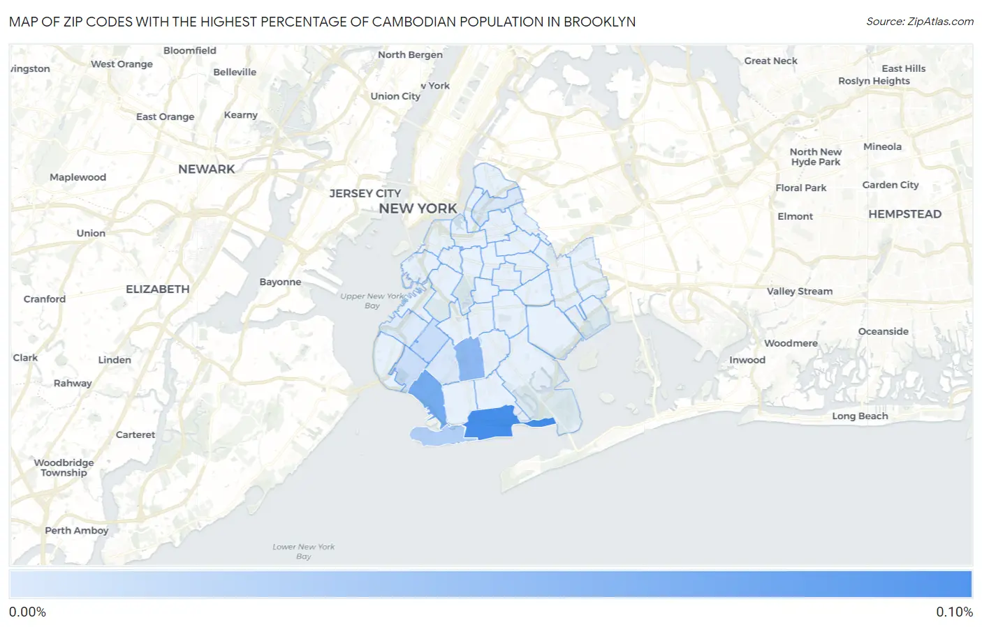 Zip Codes with the Highest Percentage of Cambodian Population in Brooklyn Map