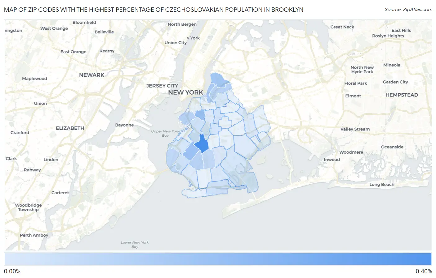Zip Codes with the Highest Percentage of Czechoslovakian Population in Brooklyn Map
