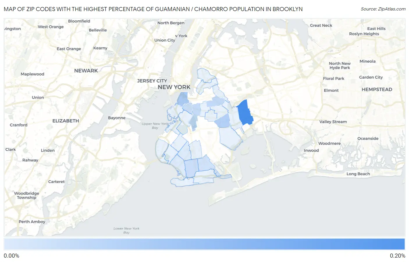Zip Codes with the Highest Percentage of Guamanian / Chamorro Population in Brooklyn Map