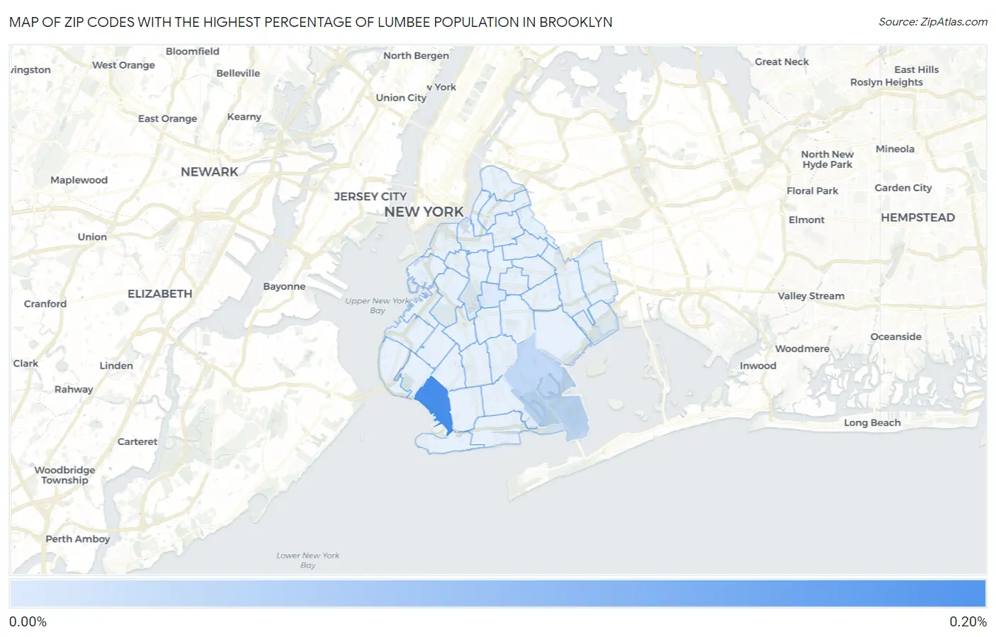 Zip Codes with the Highest Percentage of Lumbee Population in Brooklyn Map