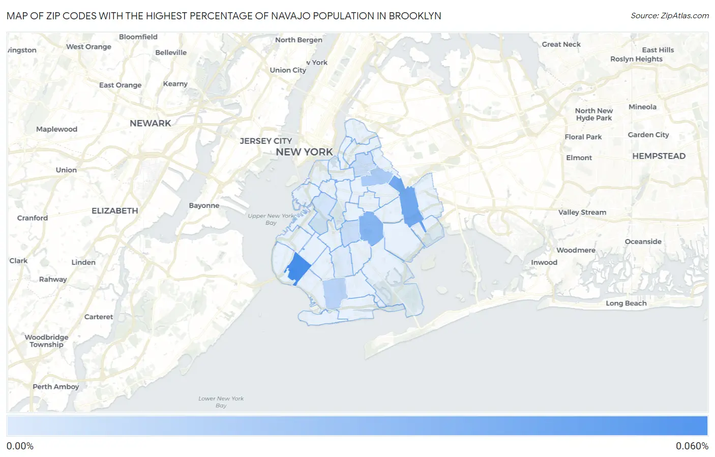 Zip Codes with the Highest Percentage of Navajo Population in Brooklyn Map