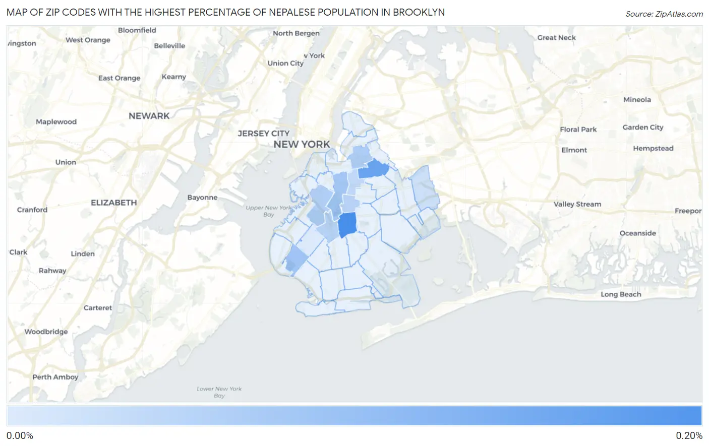 Zip Codes with the Highest Percentage of Nepalese Population in Brooklyn Map