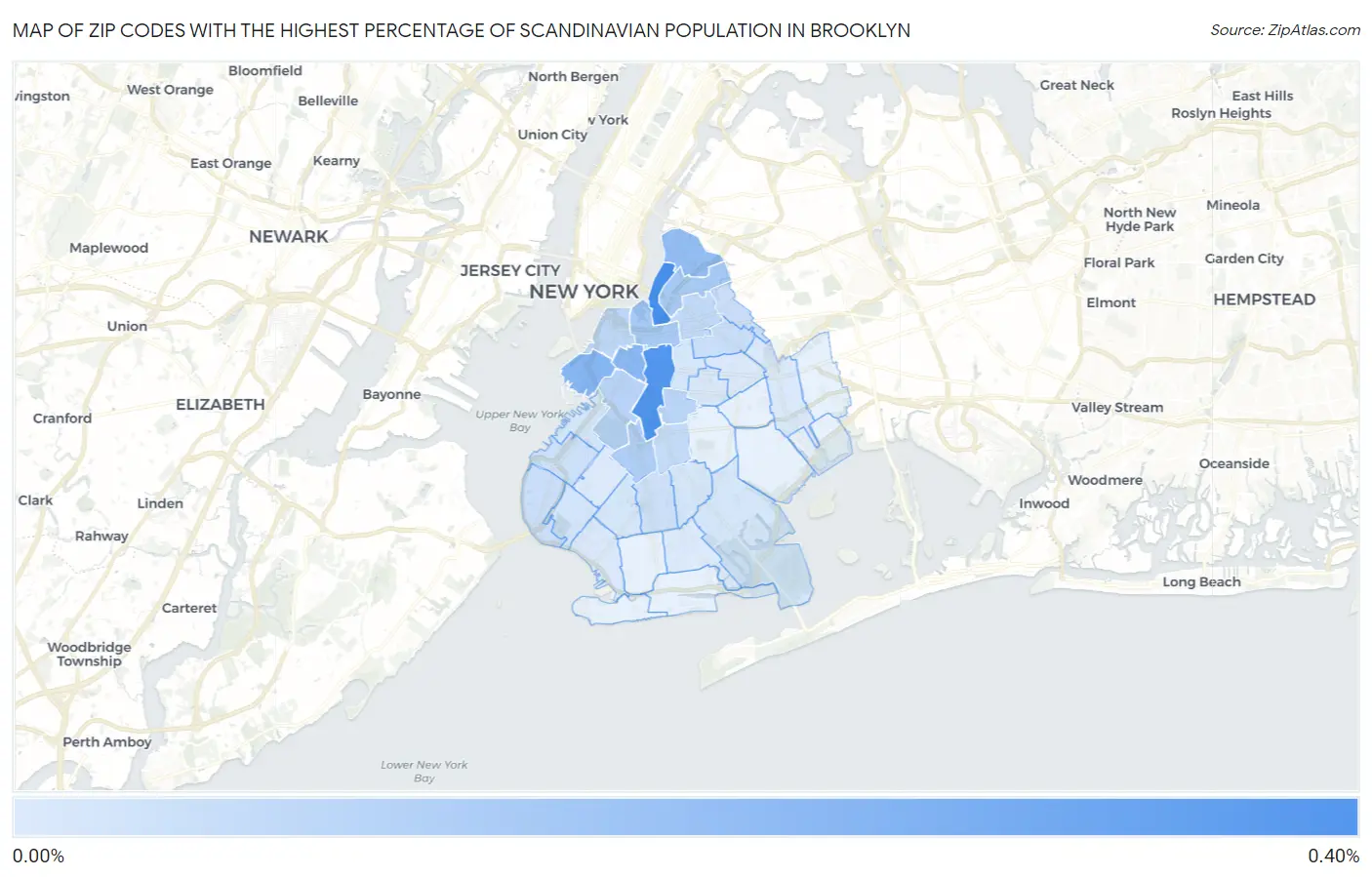 Zip Codes with the Highest Percentage of Scandinavian Population in Brooklyn Map