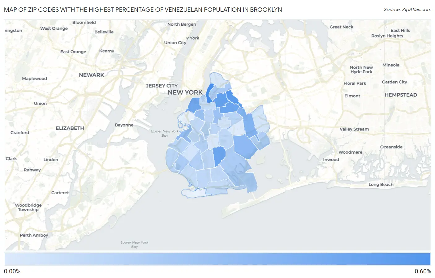 Zip Codes with the Highest Percentage of Venezuelan Population in Brooklyn Map
