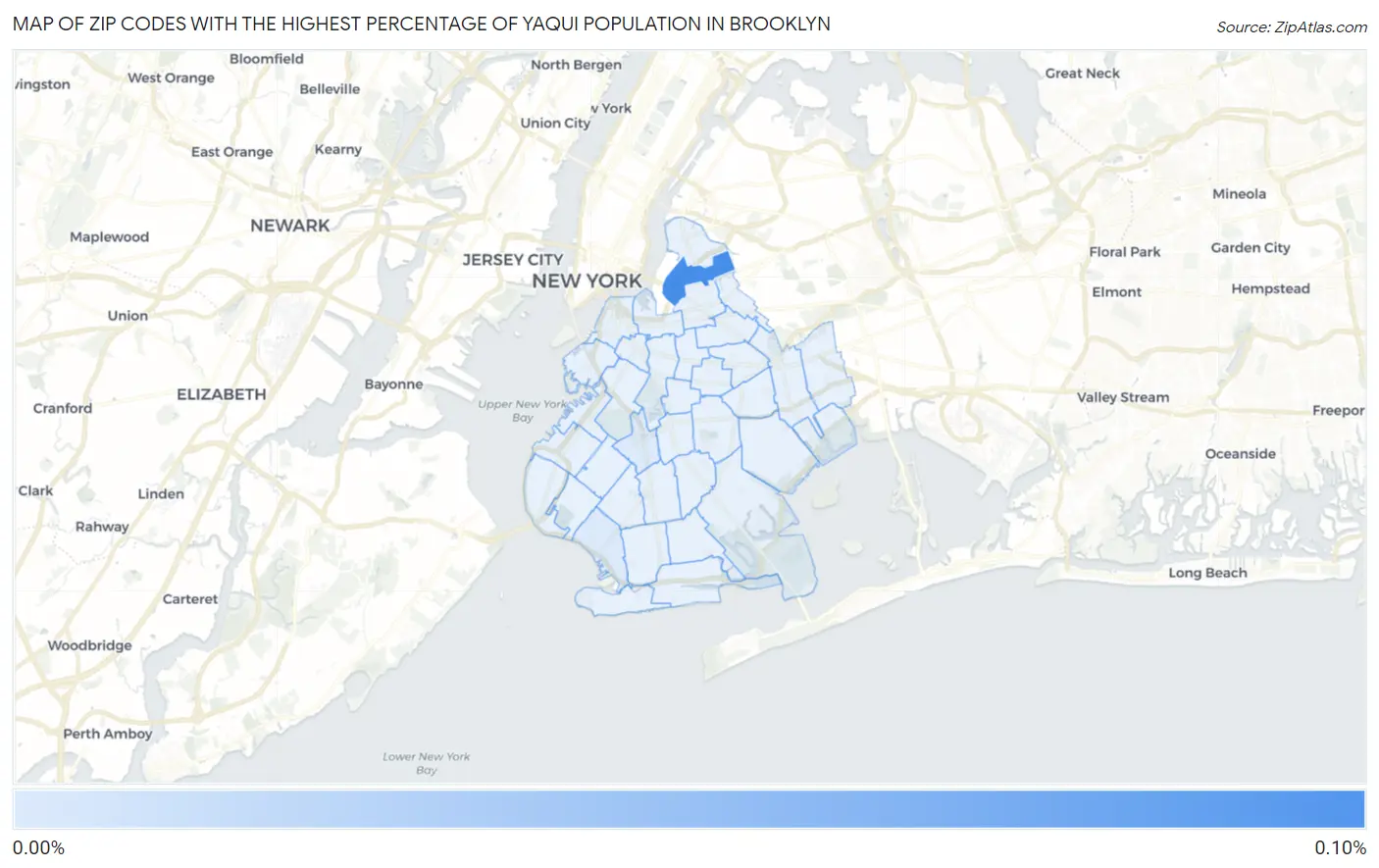 Zip Codes with the Highest Percentage of Yaqui Population in Brooklyn Map
