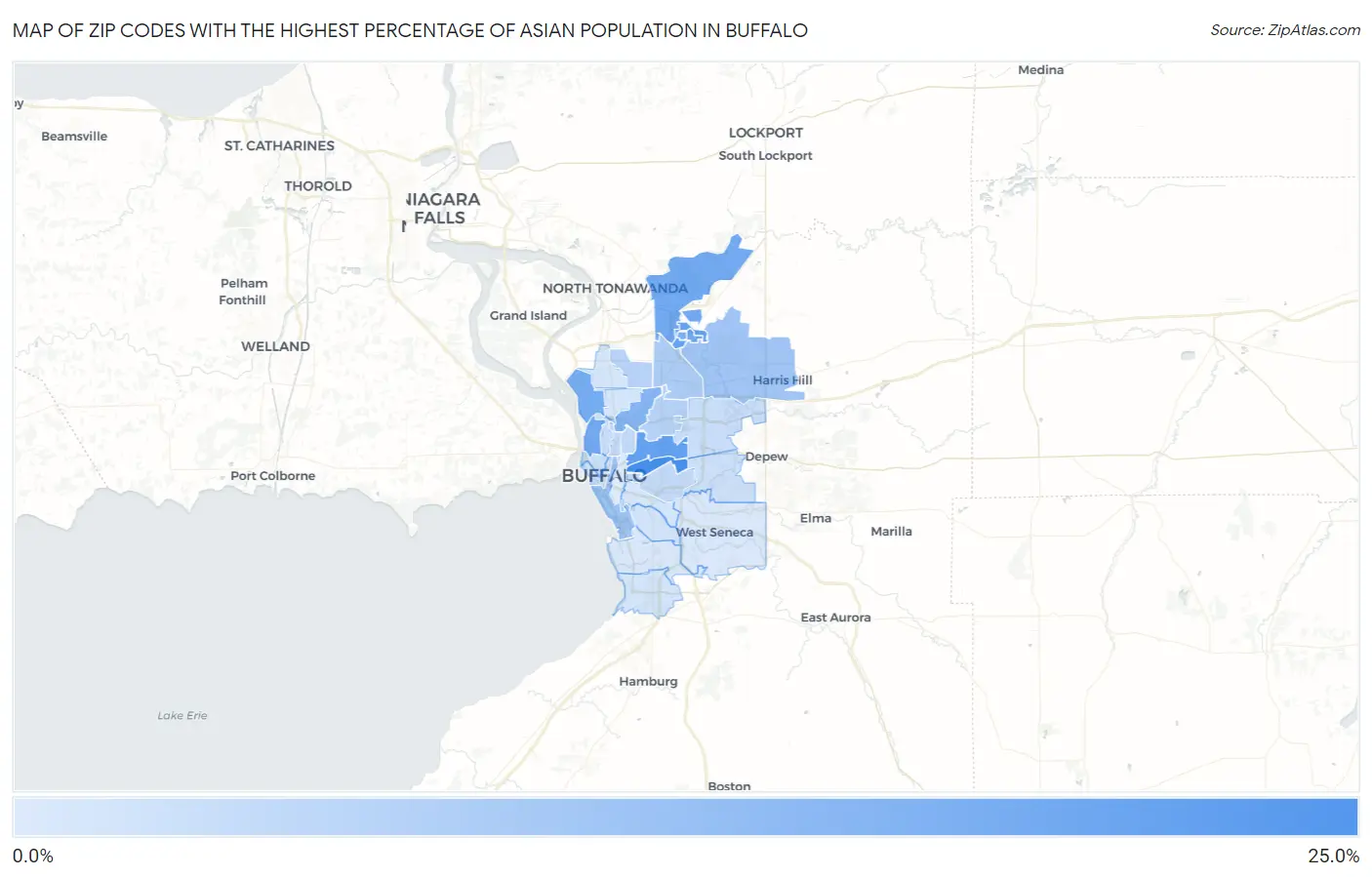 Zip Codes with the Highest Percentage of Asian Population in Buffalo Map