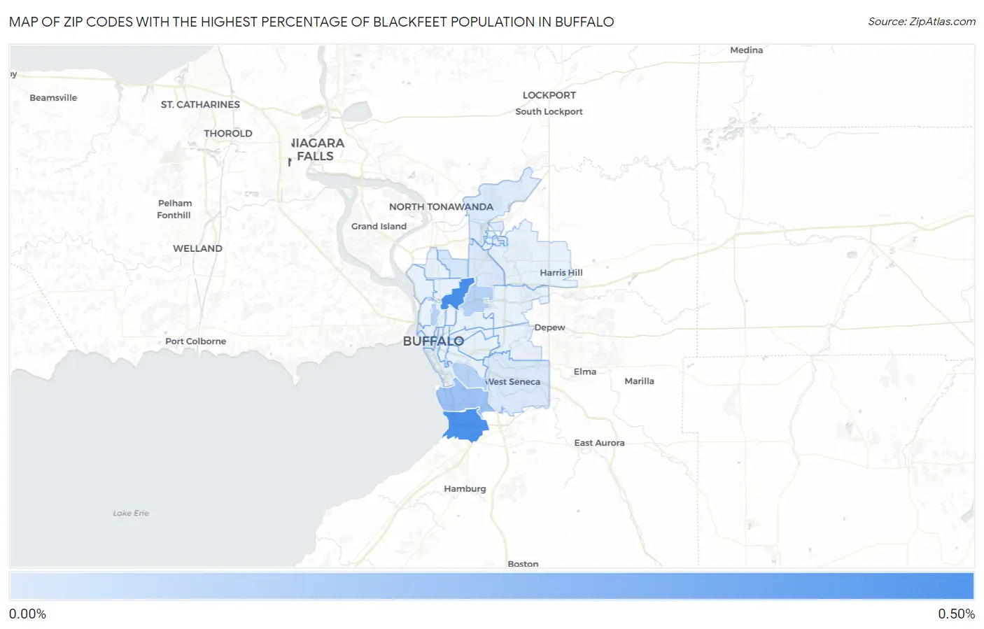 Zip Codes with the Highest Percentage of Blackfeet Population in Buffalo Map