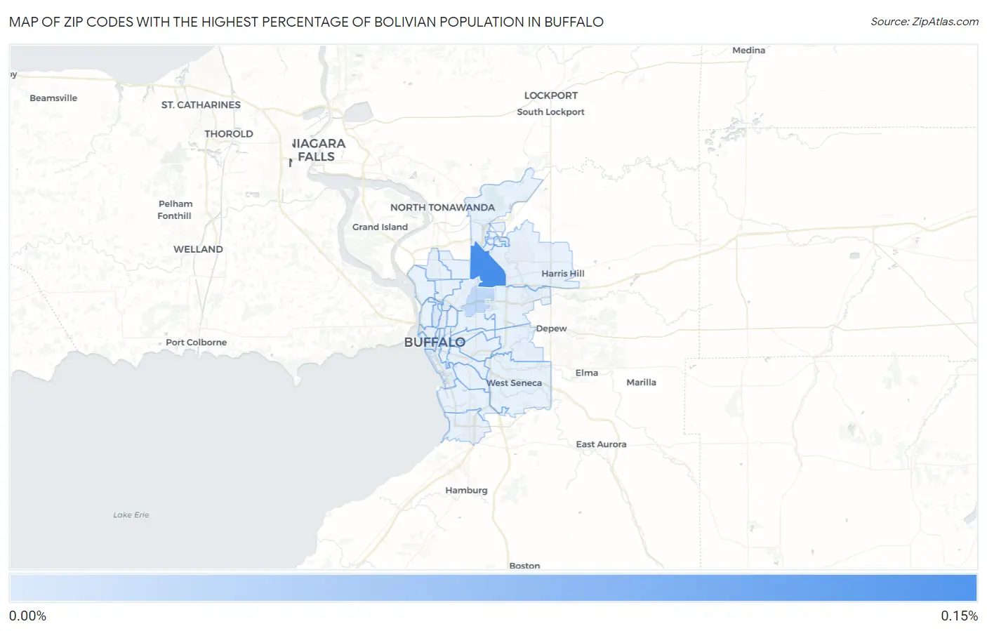 Zip Codes with the Highest Percentage of Bolivian Population in Buffalo Map