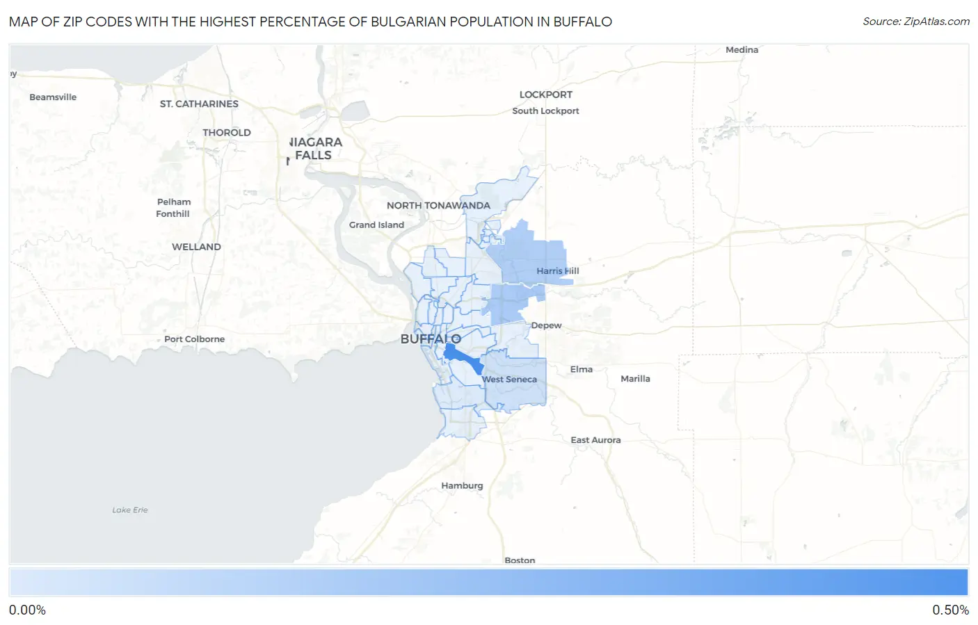 Zip Codes with the Highest Percentage of Bulgarian Population in Buffalo Map