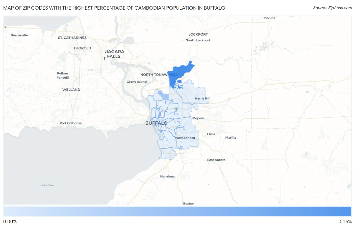 Zip Codes with the Highest Percentage of Cambodian Population in Buffalo Map