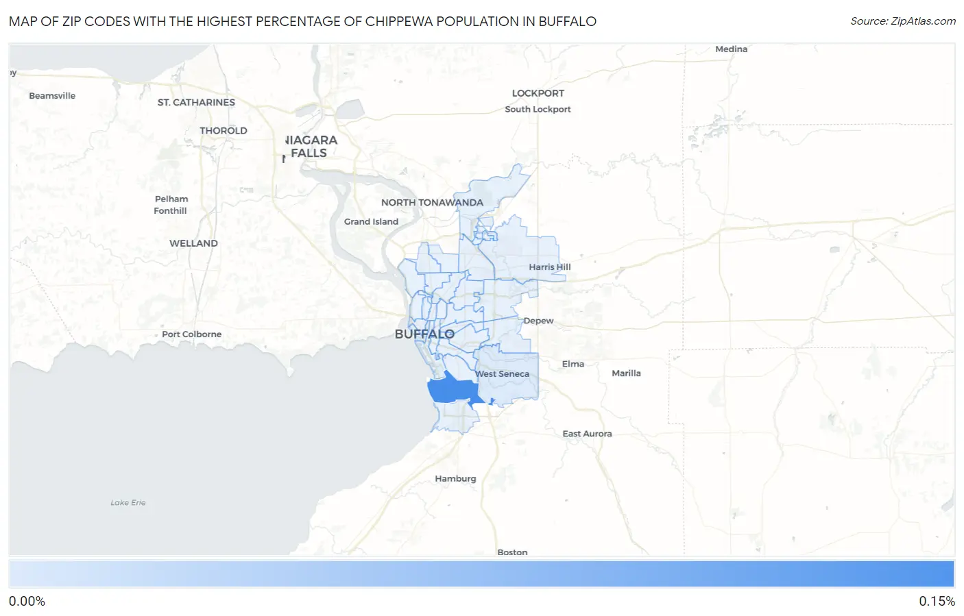 Zip Codes with the Highest Percentage of Chippewa Population in Buffalo Map