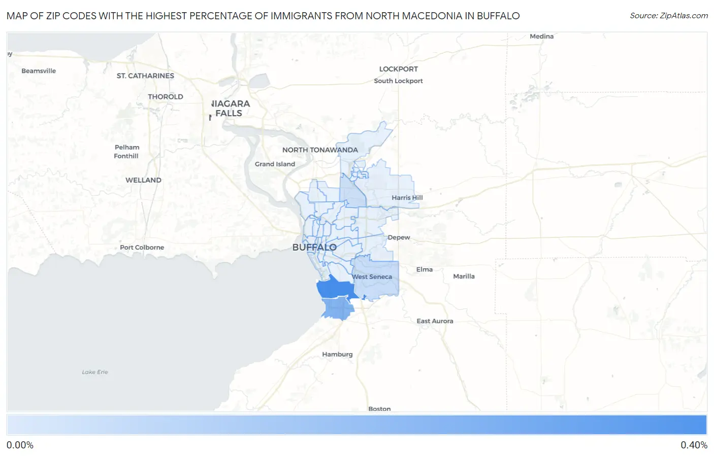 Zip Codes with the Highest Percentage of Immigrants from North Macedonia in Buffalo Map