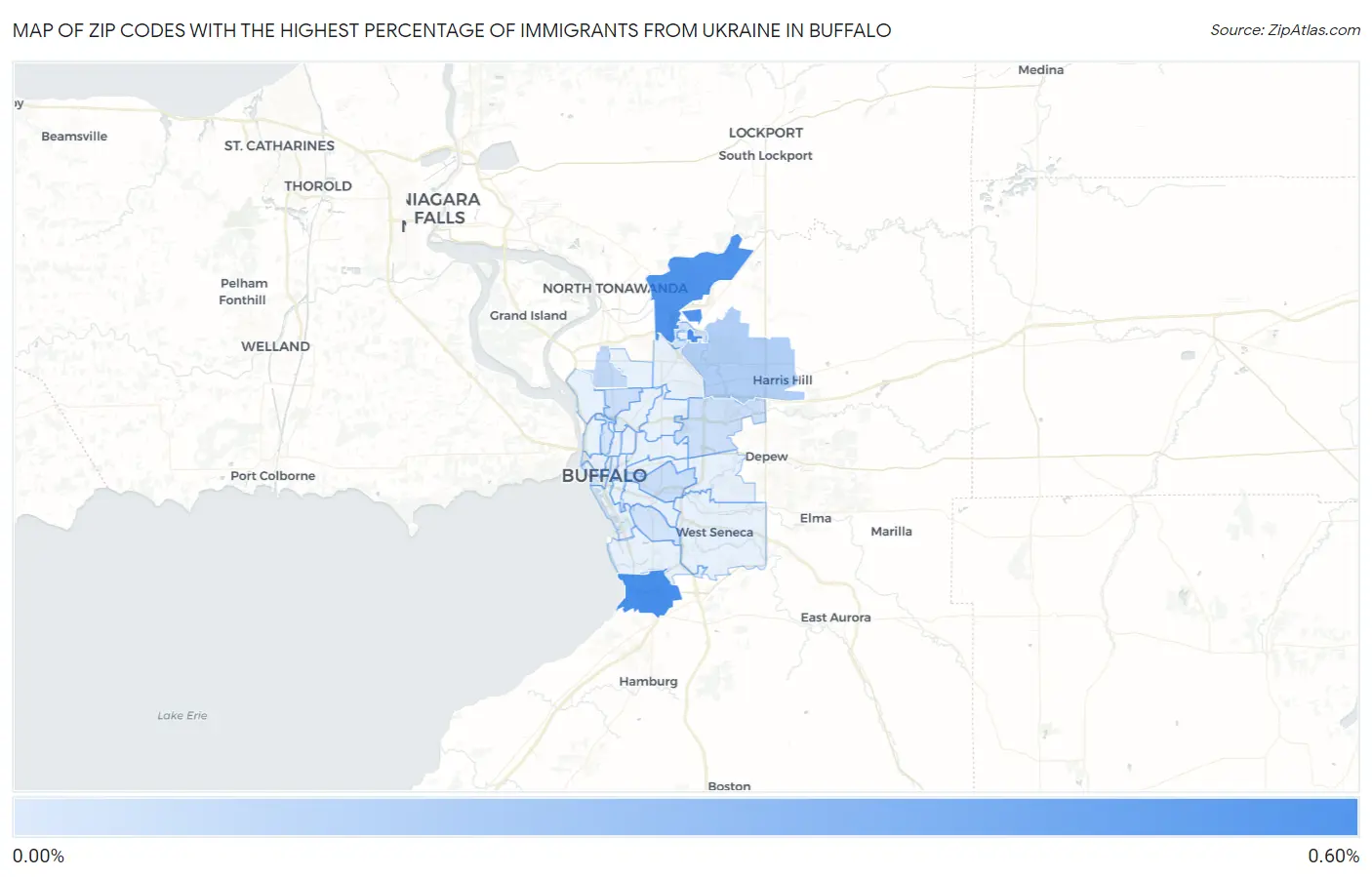 Zip Codes with the Highest Percentage of Immigrants from Ukraine in Buffalo Map