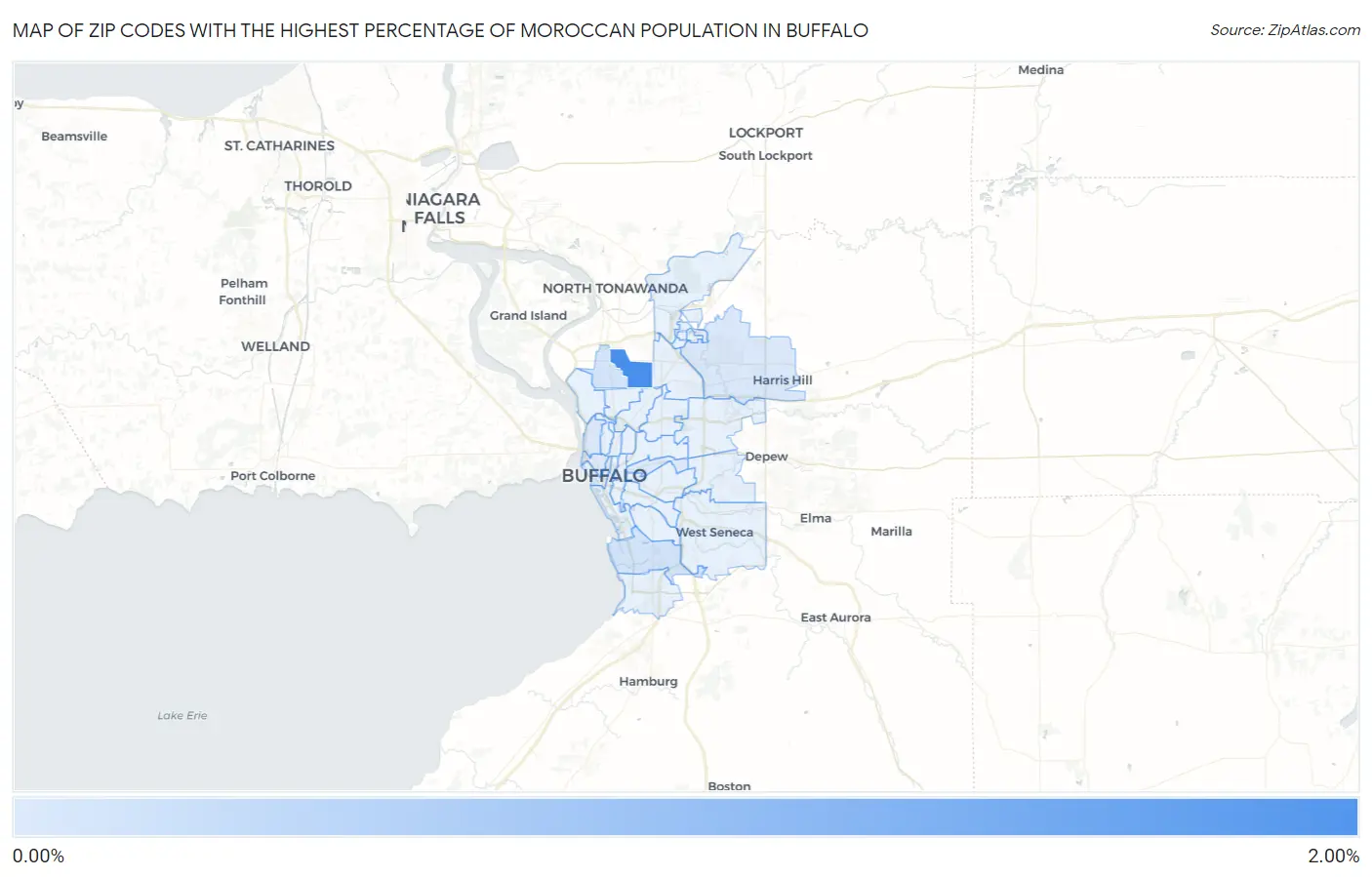 Zip Codes with the Highest Percentage of Moroccan Population in Buffalo Map