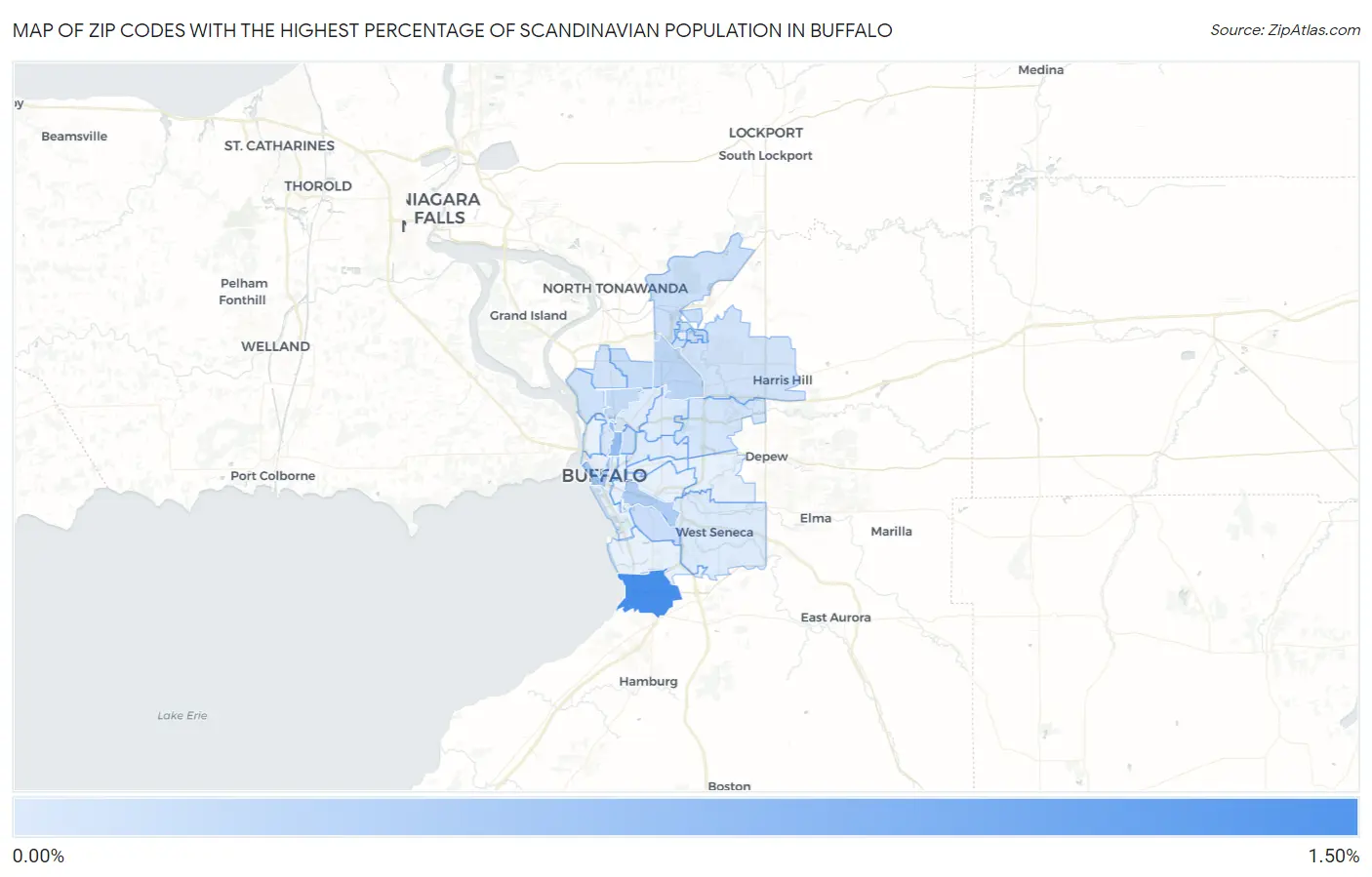 Zip Codes with the Highest Percentage of Scandinavian Population in Buffalo Map