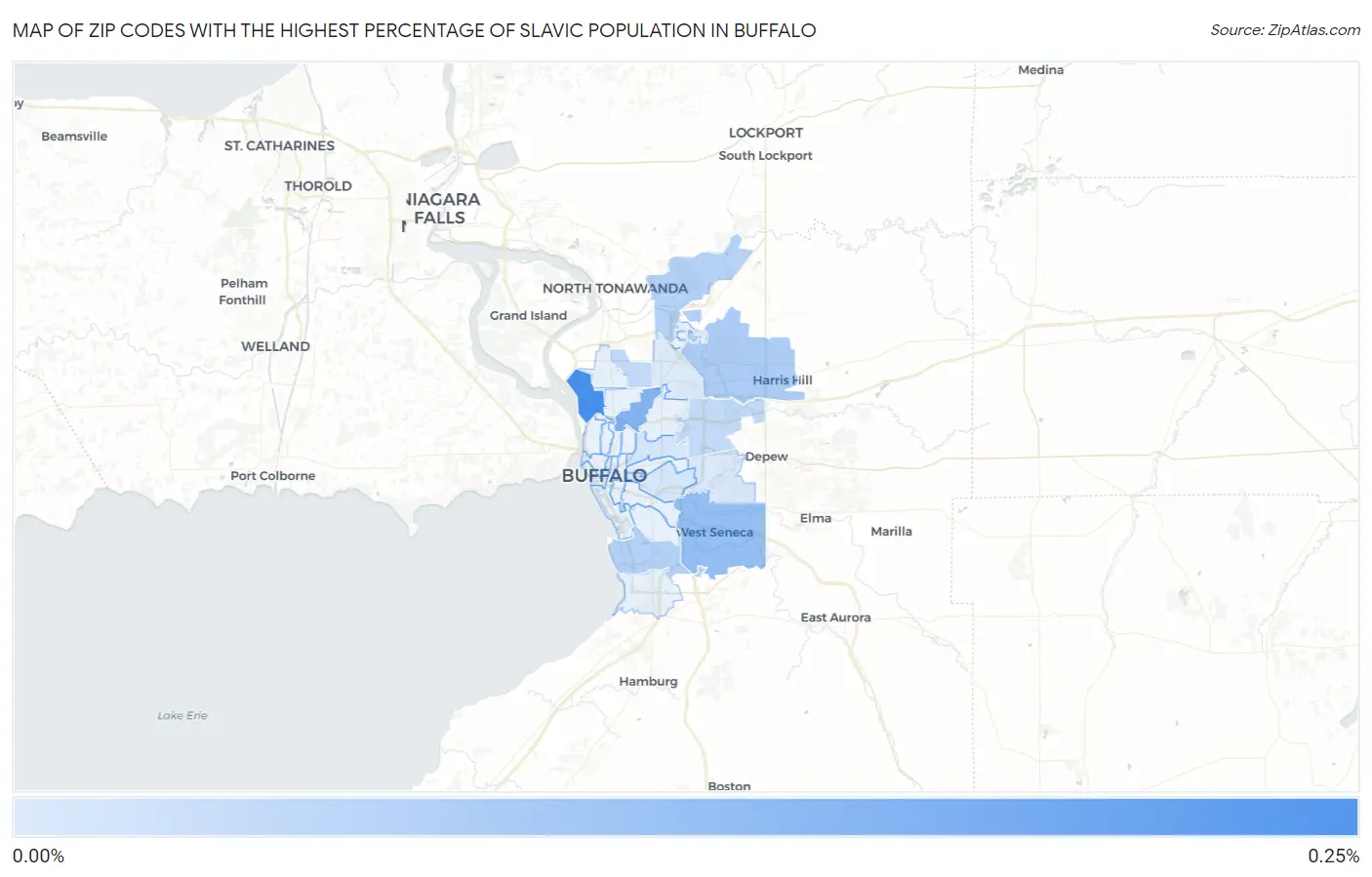 Zip Codes with the Highest Percentage of Slavic Population in Buffalo Map