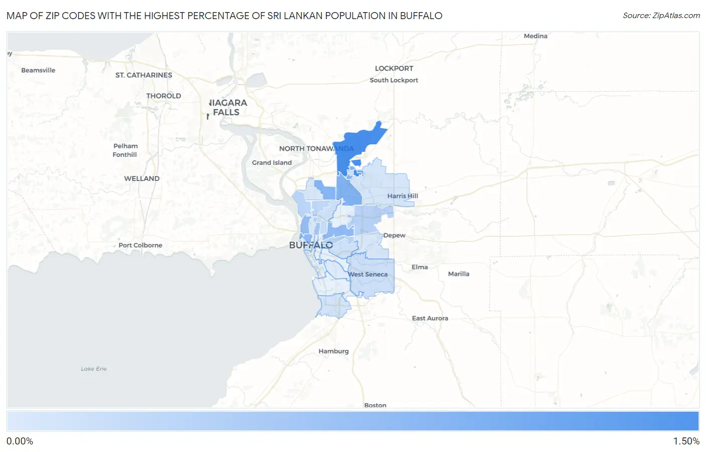 Zip Codes with the Highest Percentage of Sri Lankan Population in Buffalo Map