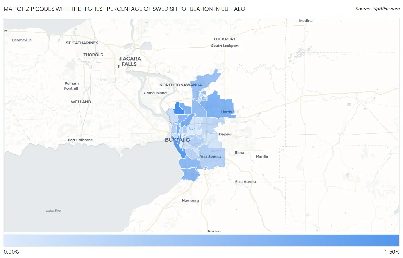 Zip Codes with the Highest Percentage of Swedish Population in Buffalo Map