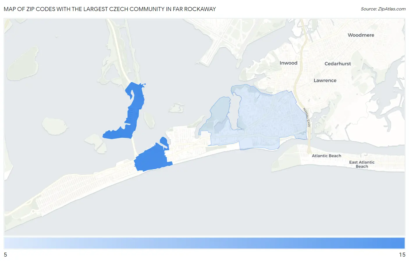 Zip Codes with the Largest Czech Community in Far Rockaway Map