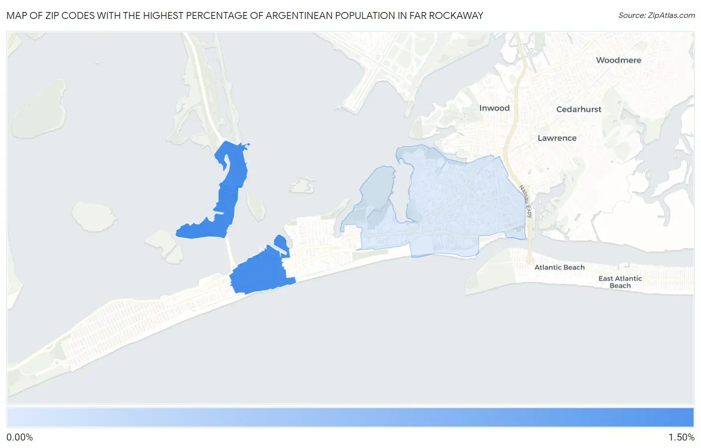 Zip Codes with the Highest Percentage of Argentinean Population in Far Rockaway Map