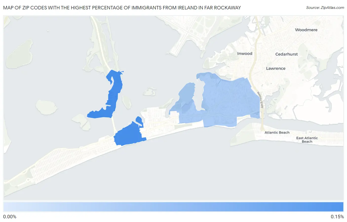 Zip Codes with the Highest Percentage of Immigrants from Ireland in Far Rockaway Map