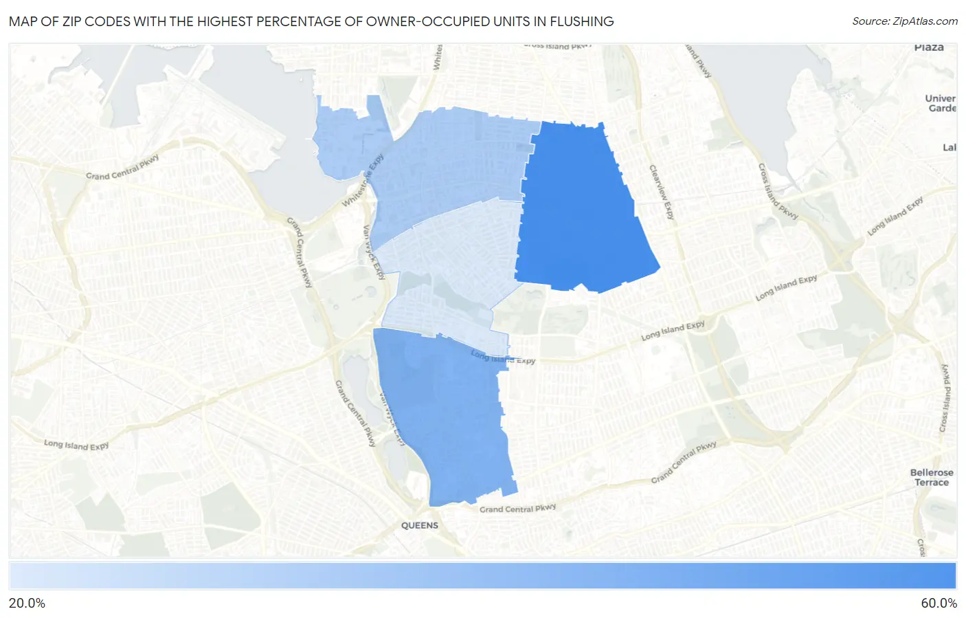 Zip Codes with the Highest Percentage of Owner-Occupied Units in Flushing Map