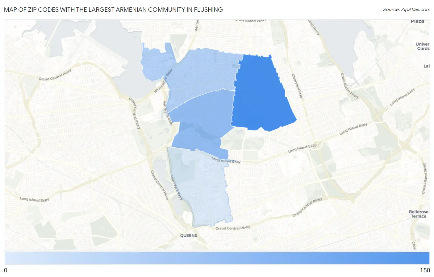 Zip Codes with the Largest Armenian Community in Flushing Map