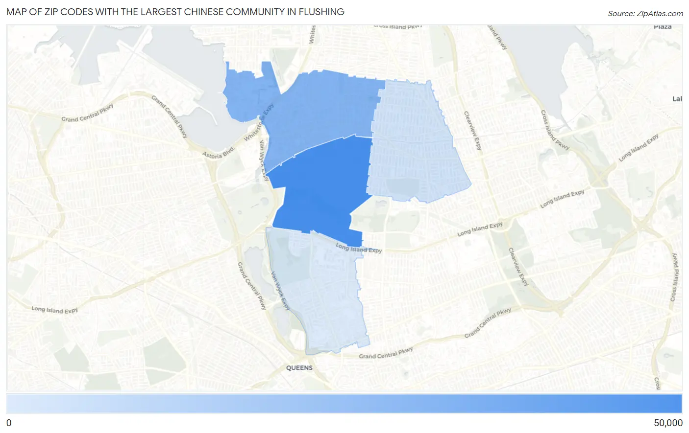 Zip Codes with the Largest Chinese Community in Flushing Map