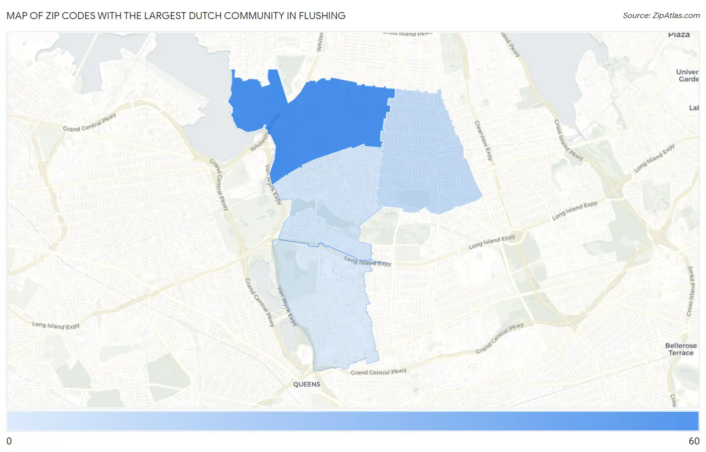 Zip Codes with the Largest Dutch Community in Flushing Map