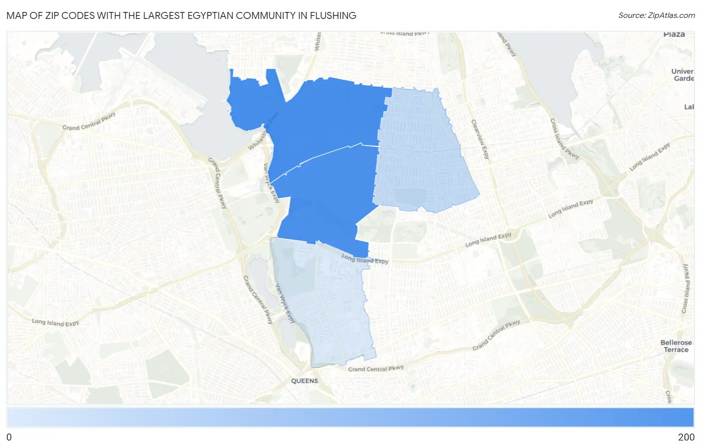 Zip Codes with the Largest Egyptian Community in Flushing Map