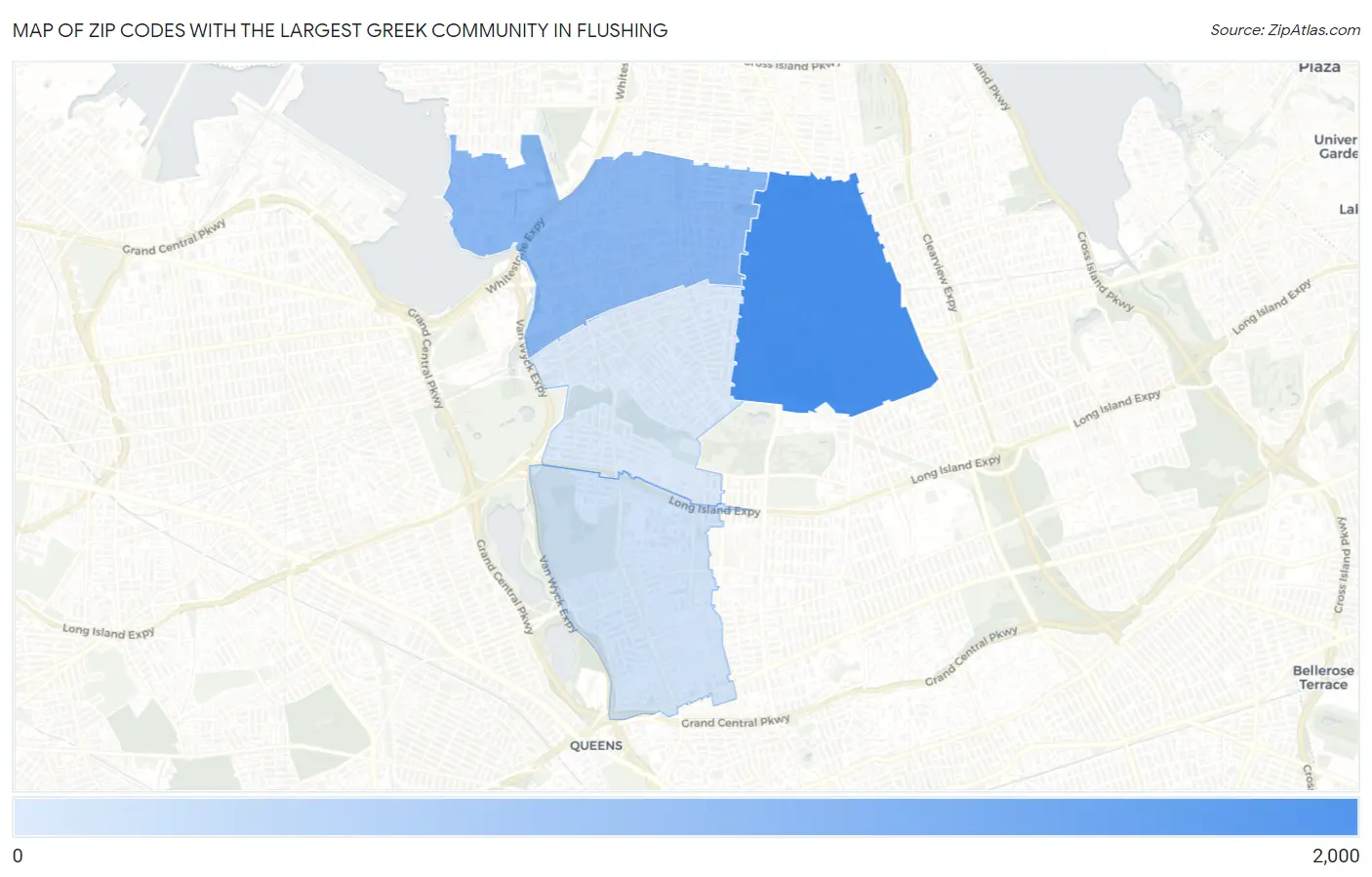 Zip Codes with the Largest Greek Community in Flushing Map