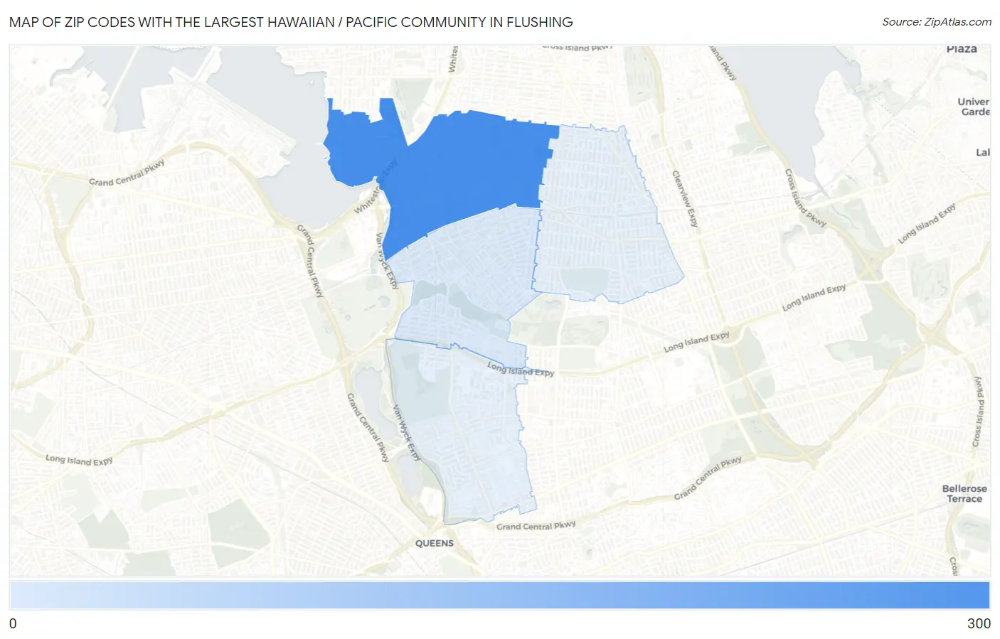 Zip Codes with the Largest Hawaiian / Pacific Community in Flushing Map