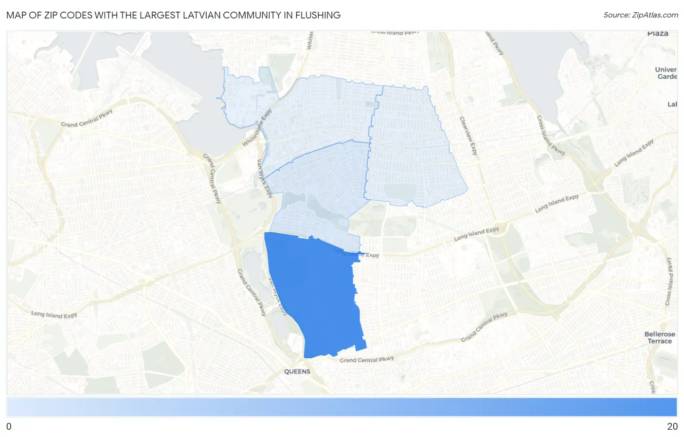 Zip Codes with the Largest Latvian Community in Flushing Map