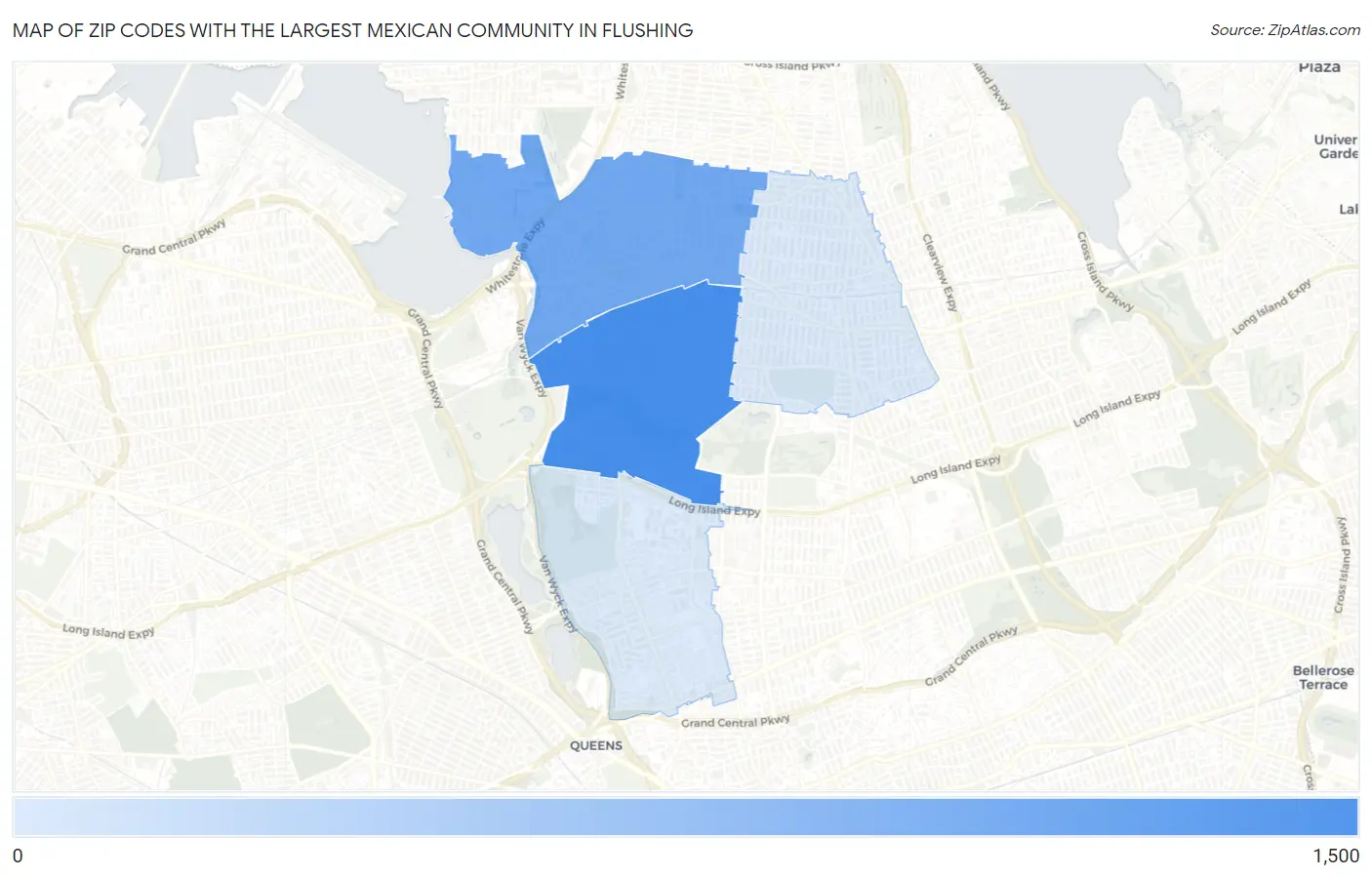 Zip Codes with the Largest Mexican Community in Flushing Map
