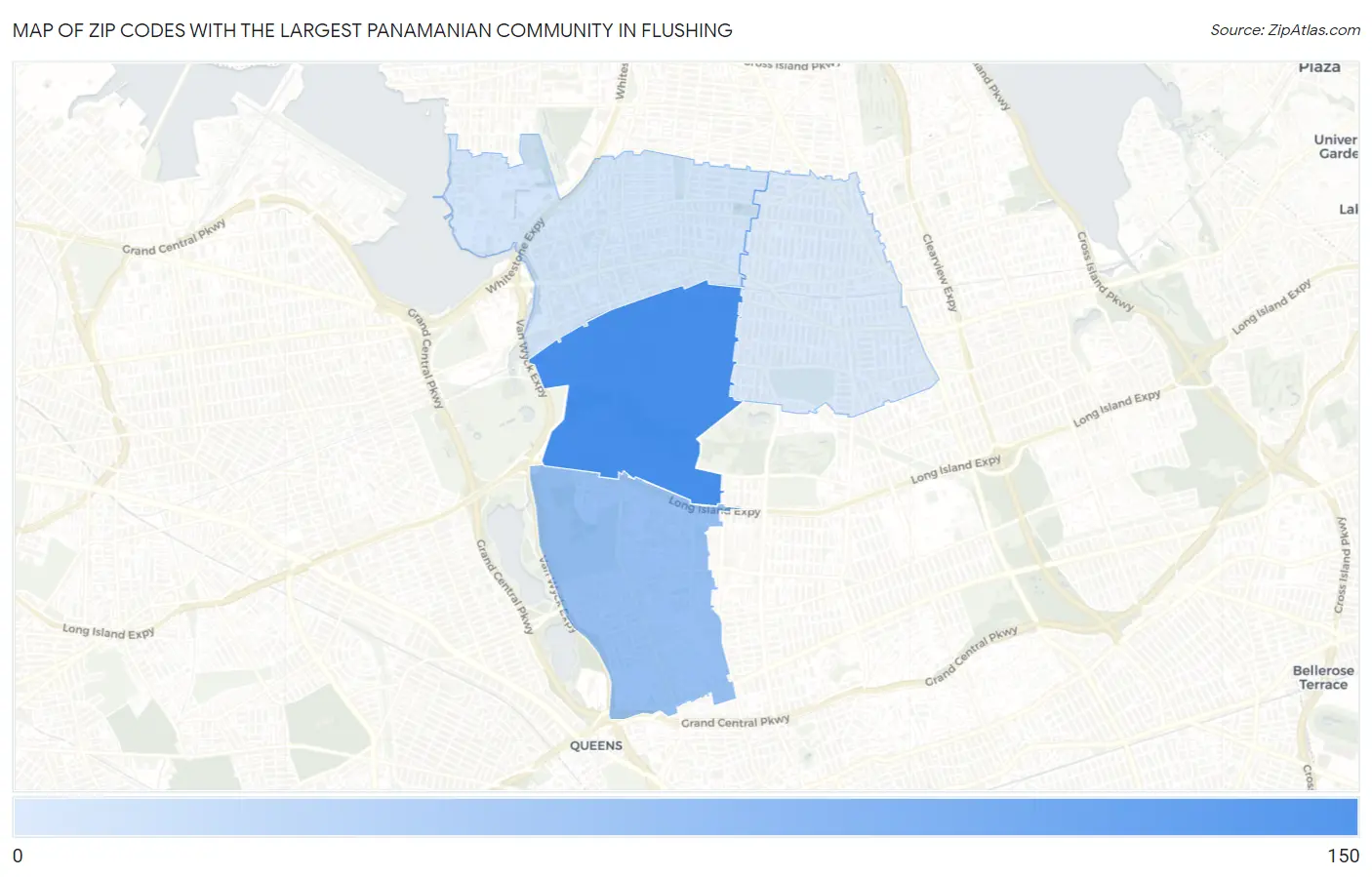 Zip Codes with the Largest Panamanian Community in Flushing Map