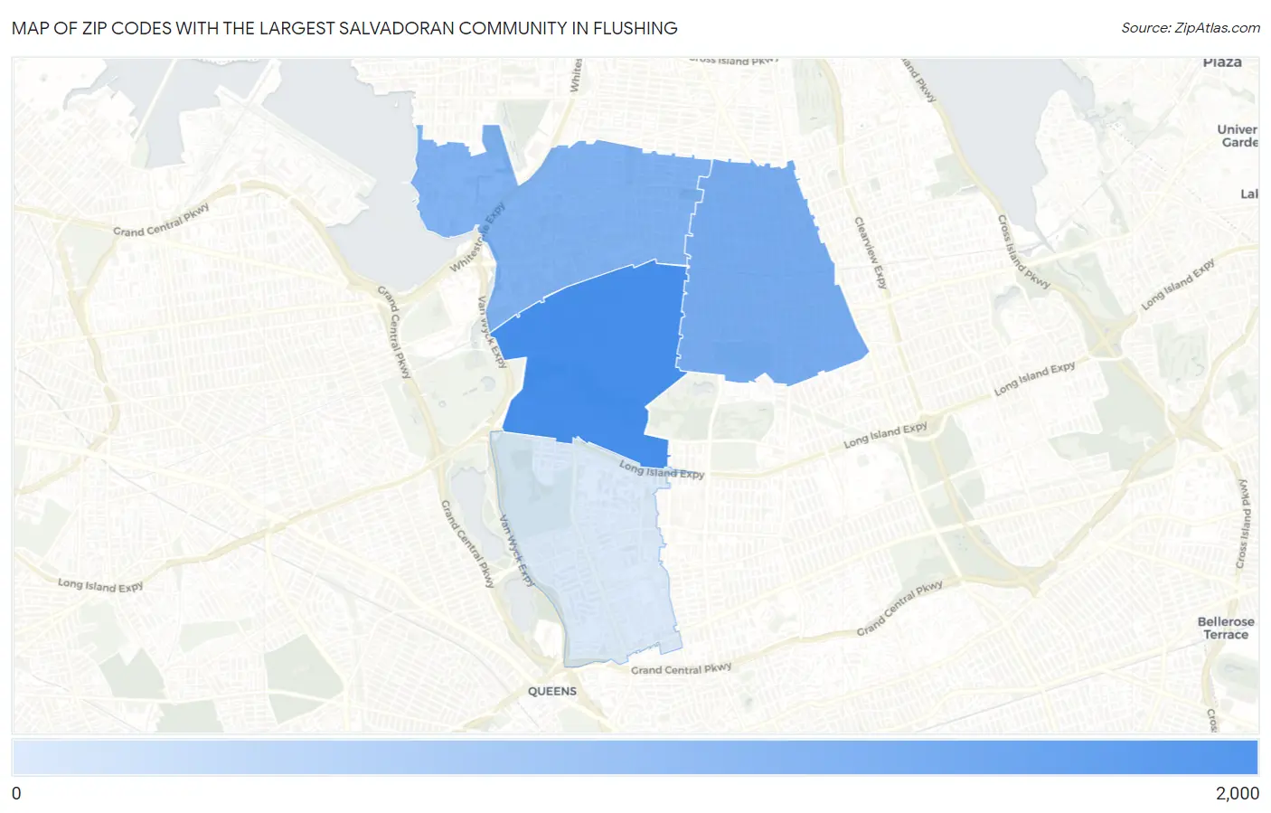 Zip Codes with the Largest Salvadoran Community in Flushing Map