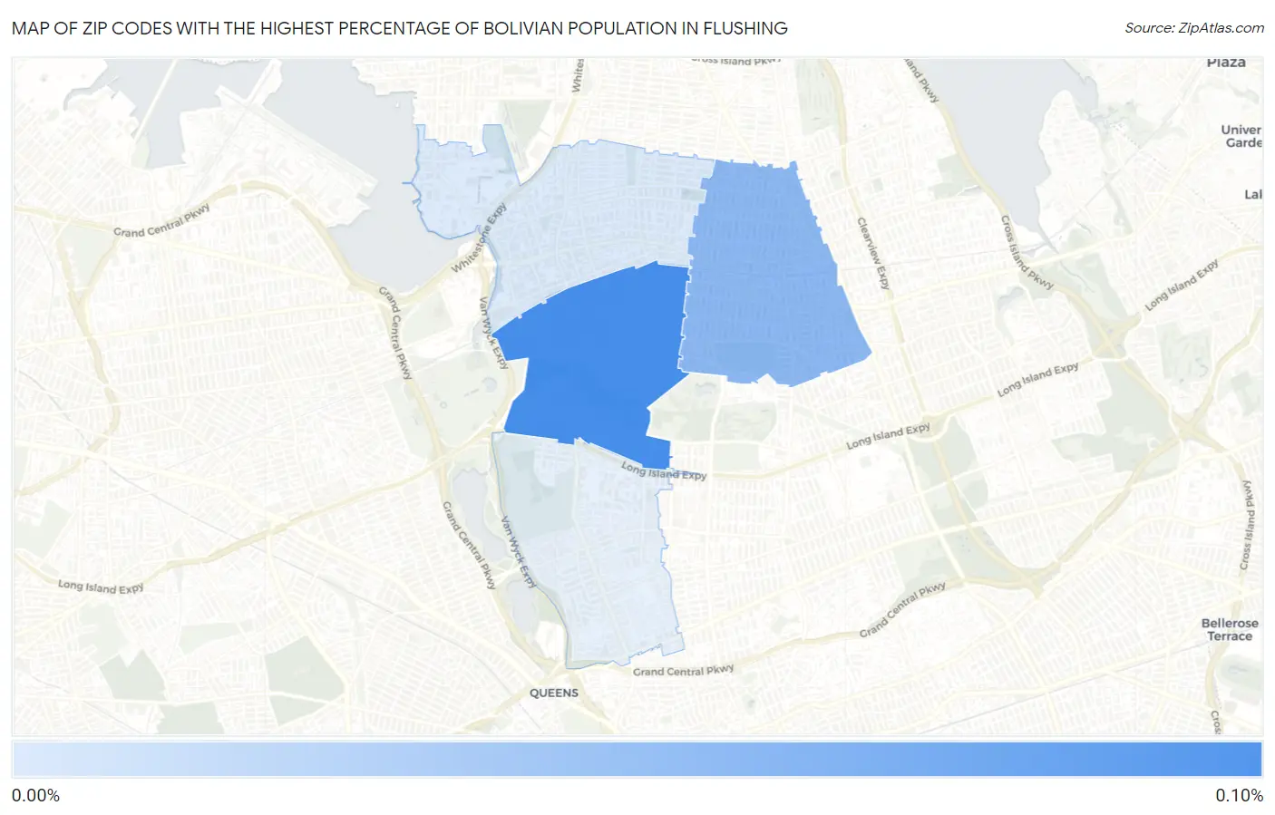 Zip Codes with the Highest Percentage of Bolivian Population in Flushing Map