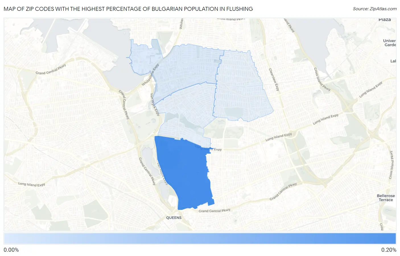 Zip Codes with the Highest Percentage of Bulgarian Population in Flushing Map