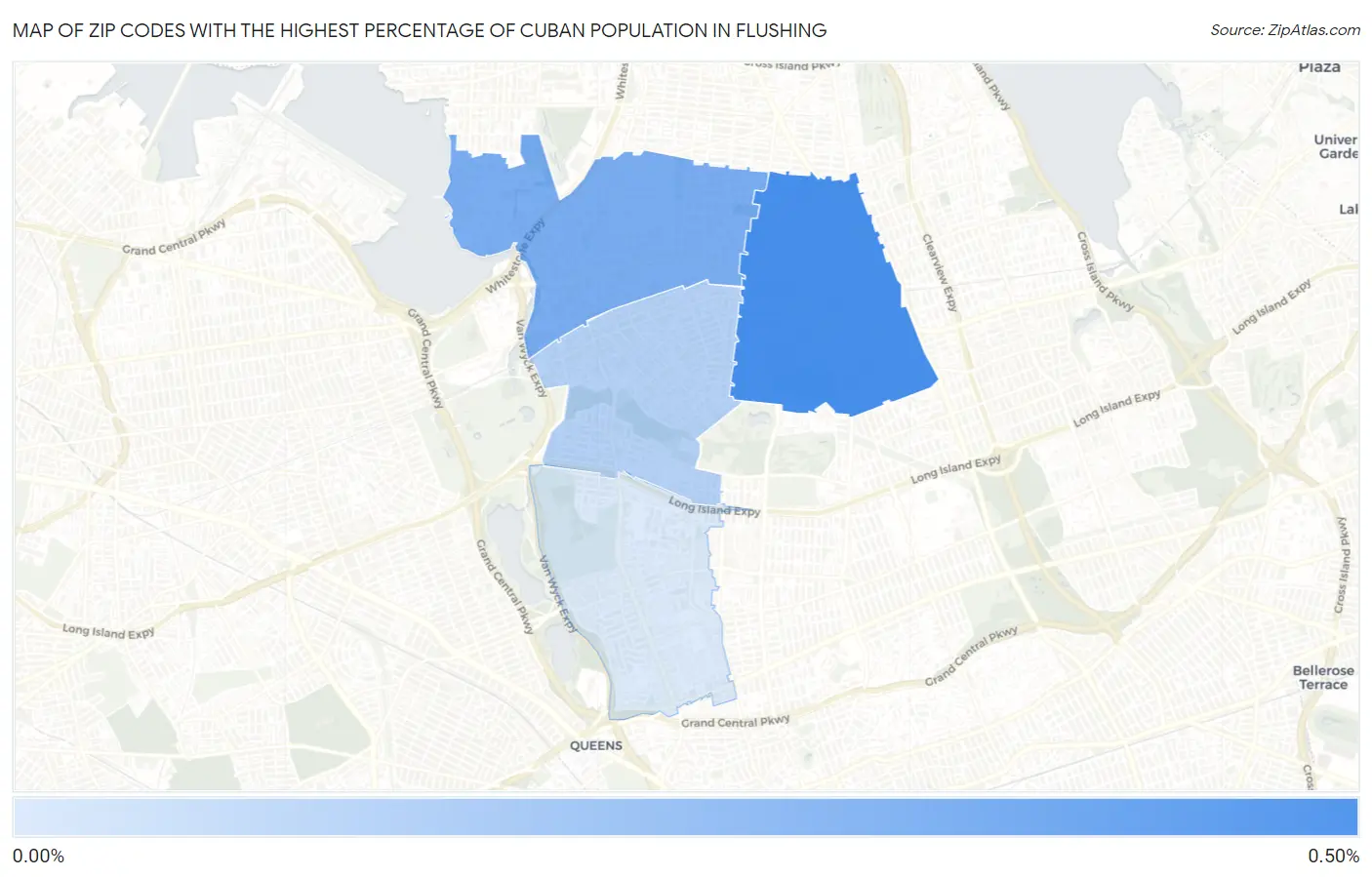 Zip Codes with the Highest Percentage of Cuban Population in Flushing Map
