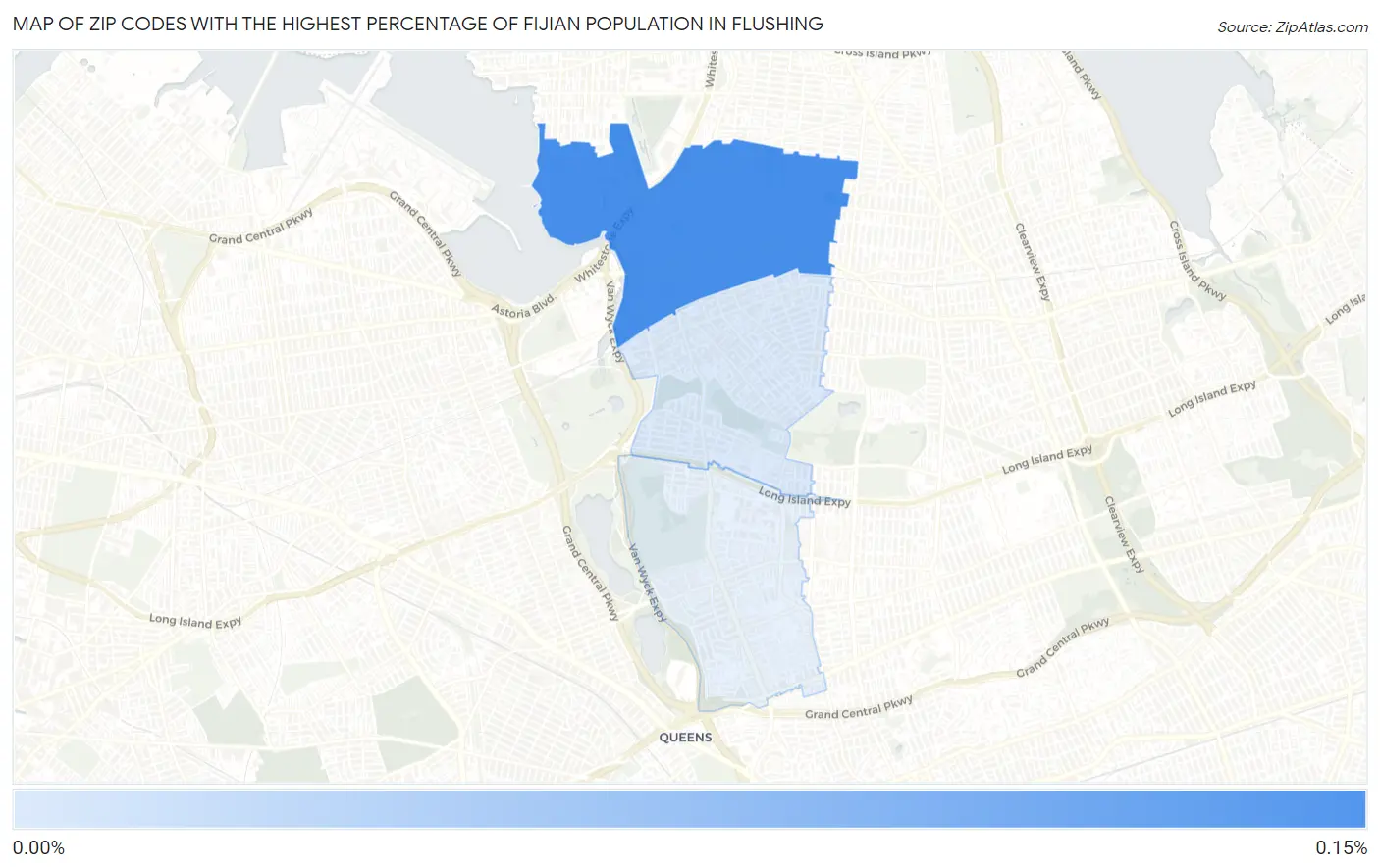 Zip Codes with the Highest Percentage of Fijian Population in Flushing Map