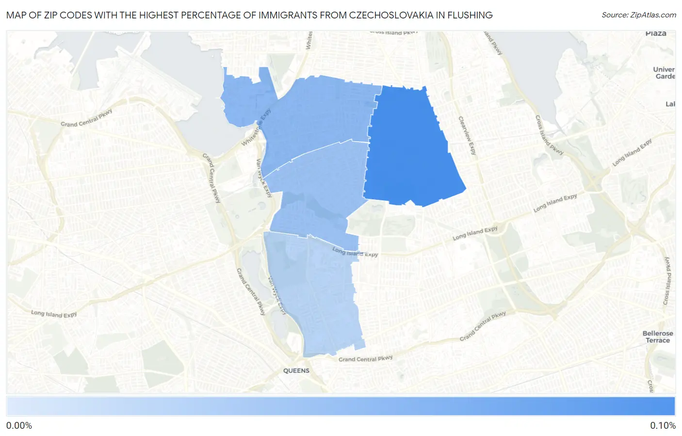 Zip Codes with the Highest Percentage of Immigrants from Czechoslovakia in Flushing Map